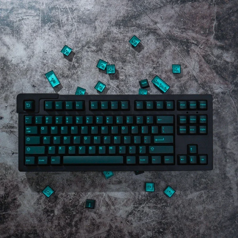 Echome-dark Jade Tema Keycap Grupo Abs Dupla Camada Translúcido Ciano Cereja Perfil Keycap para Teclado Mecânico - Imagem 5
