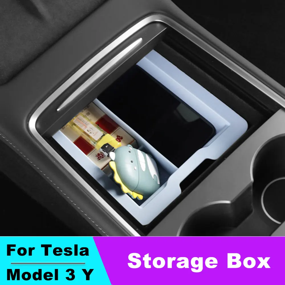 

For Tesla Model 3/Y Central Control Silicone Double Storage Box 2021 2022 2023 Model 3 Model Y Interior Organizer Box Privacy