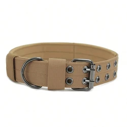 Durable Tactical Nylon Dog Collar for Outdoor Training and Working (Dark Khaki)