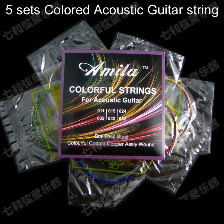 

Струны для акустической гитары ed, 5 цветов, разноцветные Струны для народной гитары, 1-6 струн, 011-050