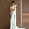 Elegant One Shoulder Mermaid Wedding Dresses Comfortable Satin Bridal Dress With Small Train New Simple Evening Dress Customized 1