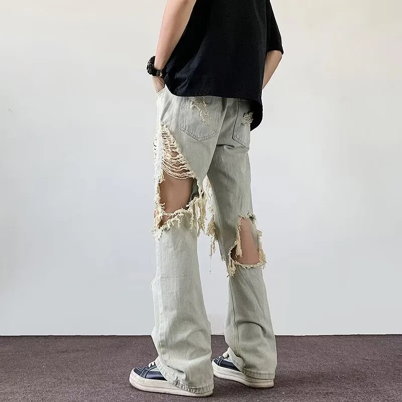 Ripped Baggy Jeans For Men Black Mens Ripped Jeans Streetwear Men's Trousers Work Wear Autumn