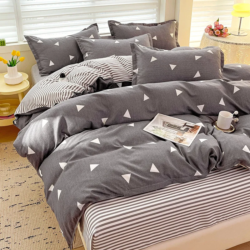 Cotton Bedding Set Bedding Set 4 Pieces 100% Cotton Bed Sheet Comforter Set Modern Fashion Couple Bed Set