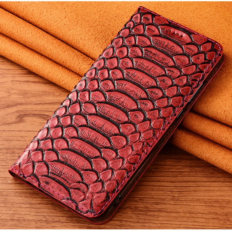 

Snakeskin Veins Cowhide Genuine Leather Case Cover For ZTE Axon 30 0 5G Extreme 11 SE 10s 40 Ultra Pro Wallet Flip Cover