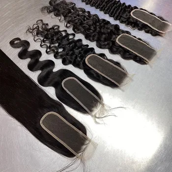 Chiusura in pizzo HD 2x6 per capelli umani da donna, 20 pollici, 100% Remy non trattato, pre-pizzicata con baby hair, colore naturale