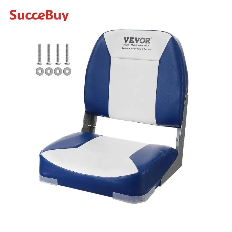 Boat Seat 18.9" Low Back Folding Chair with Thickened Sponge Padding and Hinge Fold-Down Captain Chair