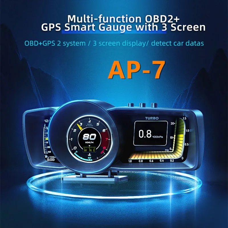 

3.5'' Three Screen OBD2+GPS Smart Car Speedometer HUD Gauge Head Up Display RPM Trip Computer ECU LCD Car Dashboard odometer