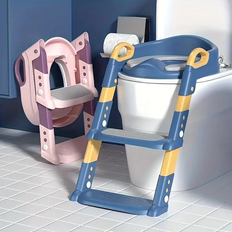 1pc Children's Step Toilet, Foldable Toilet For Kids, , Folding Potty Training Seat With Step Stool,