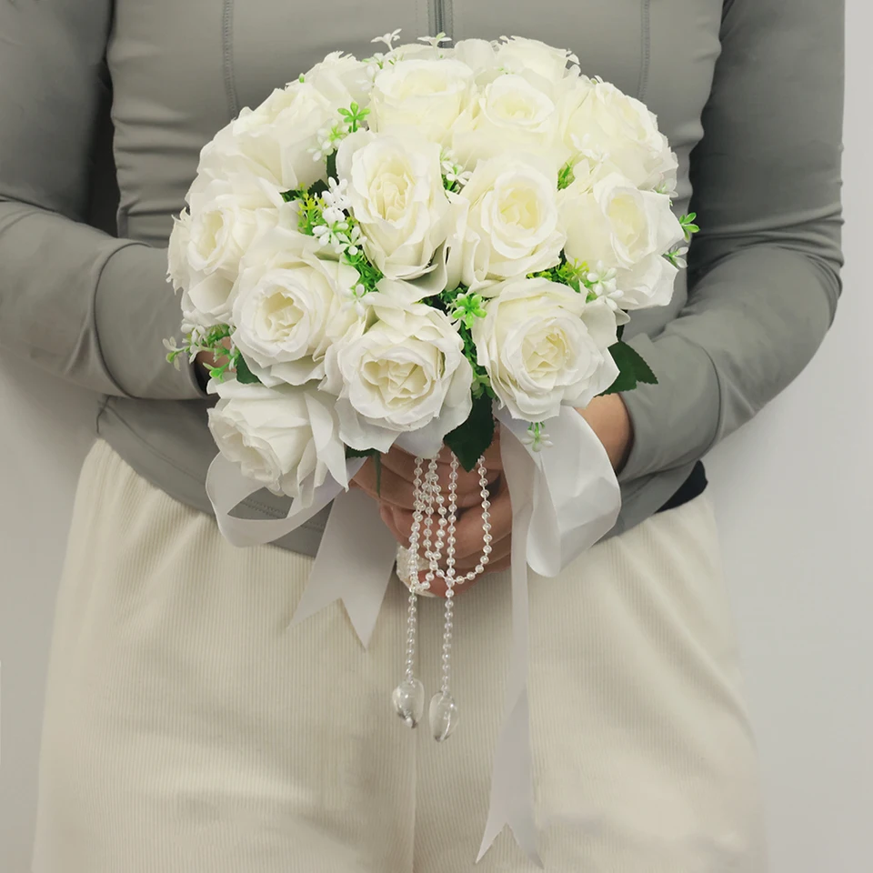 CYANLUX Bouquet da sposa per damigella d'onore, bouquet di rose