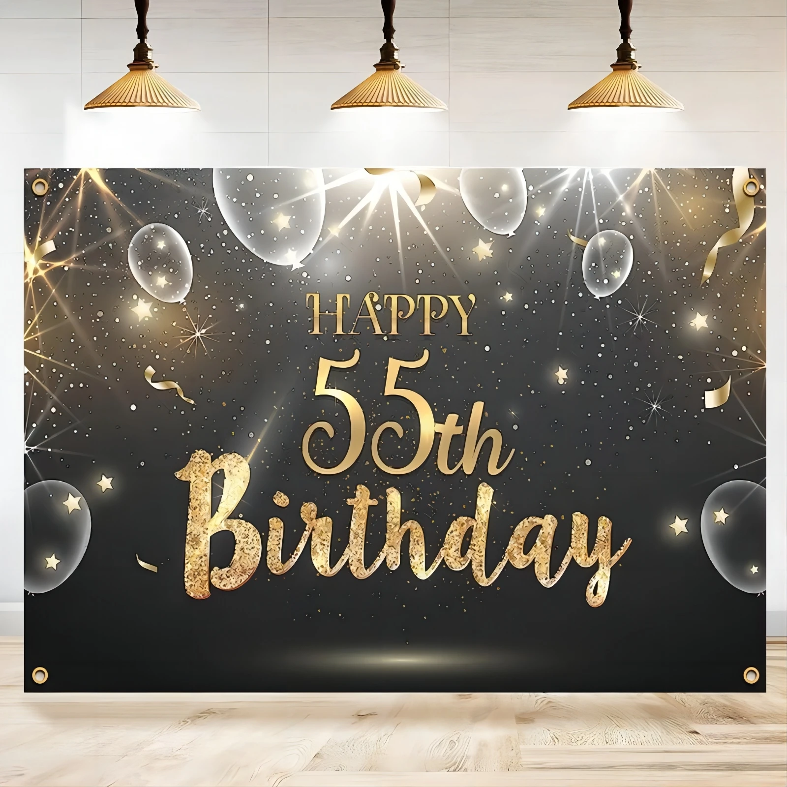 Блестящий баннер для фотосъемки Giltter с 55-летним 55-летним днем рождения, декоративный плакат, Фотофон для женщин и мужчин