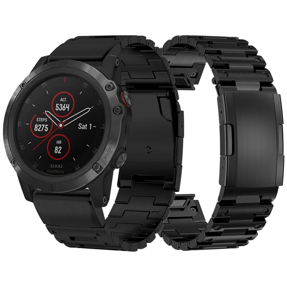 

22mm 26mm Metal Steel Strap For Garmin Fenix 5 5X Plus / 3 Hr /quatix 6 MARQ Watch Band Bracelet Replacement Accessories bands