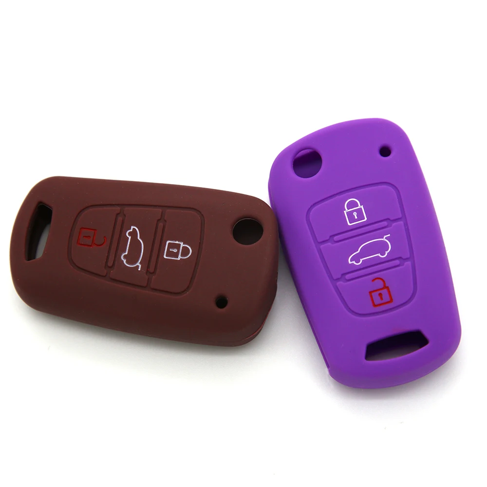 3BTN Buttons Silicone Car Key Cover Case For Kia RIO K2 K5 Sportage Sorento Flip For Hyundai i20 i30 i35 iX20 iX35 Solaris Verna Key Case Cover Key Case Flip Key Fob Shell Car Key Shell Remote Control Case Cover