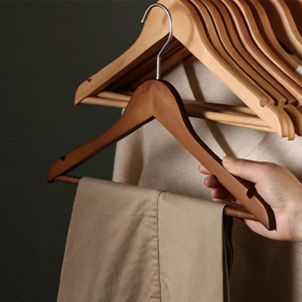 Clothes Hanger Storage Hanger 1/5Pcs Wooden Hangers For Clothes Clothing Storage Wardrobe Organizer Have Non Slip Shoulder Wood Shirt Dress Jacket Coat Hanger