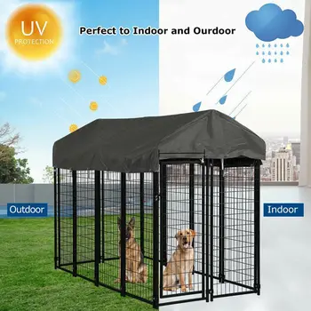 Extra Large Dog Cage Heavy Duty Pet Run Enclosure Pet Playpen with Roof Outdoor Pet Kennel High Fence 4