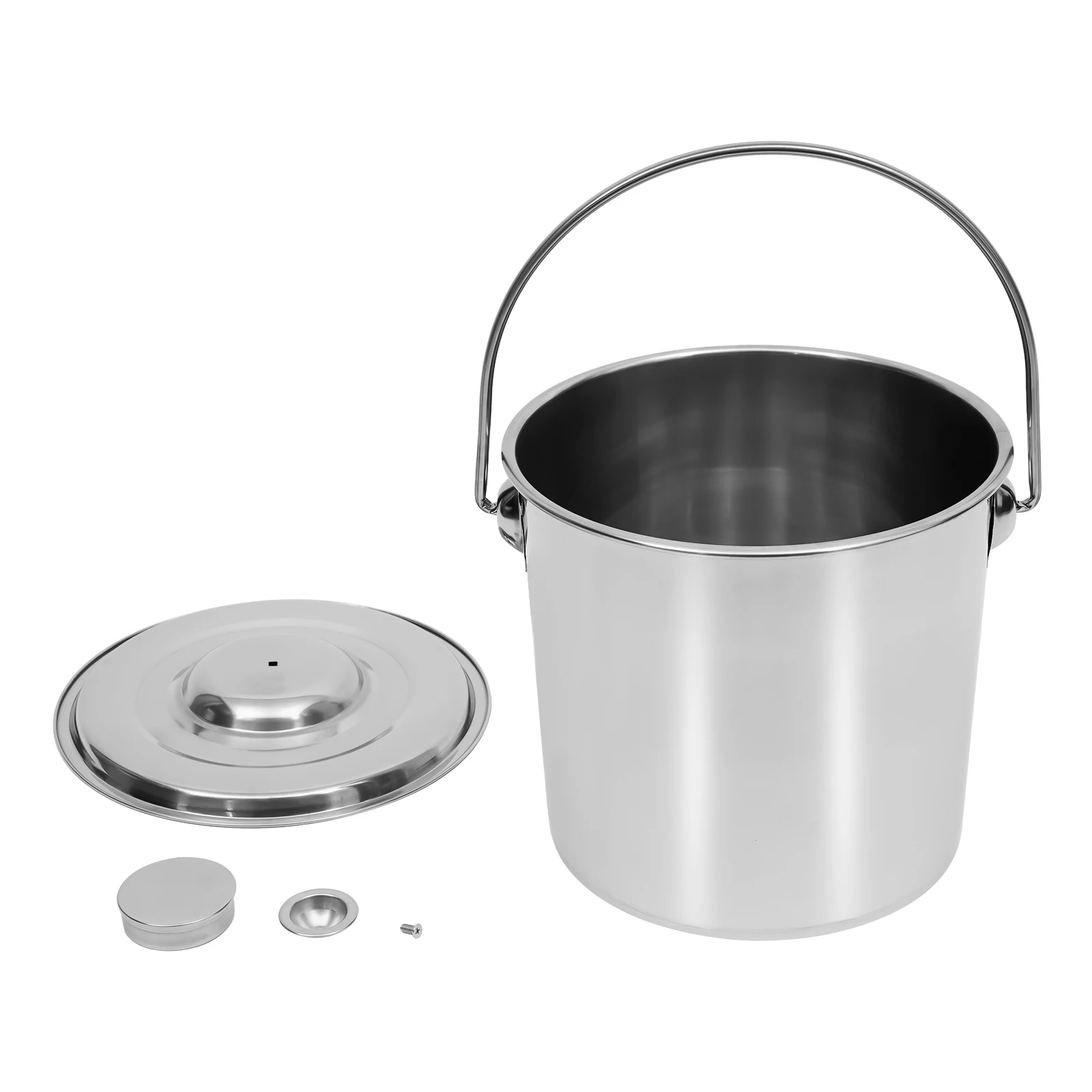 Large Capacity Milk Can 6 / 12 / 20L Stainless Steel Bucket Anti-Slip Grooves for Kitchen and Catering with Lid