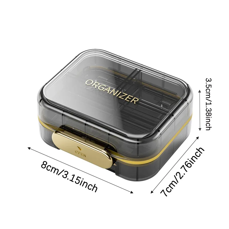 4 Grids Cross Print Pill Box Portable Mini Plastic Pill Storage Transparent Pocket Medicine Box Outdoor Home Pill Case