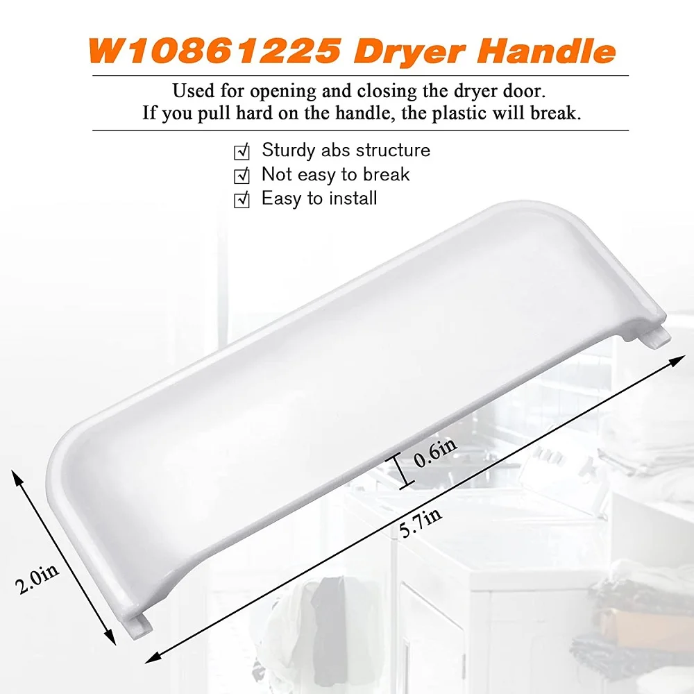 W10861225 W10714516 Dryer Door Handle Replacement Compatible for Dryers Replaces AP5999398 PS11731583 W10861225VP