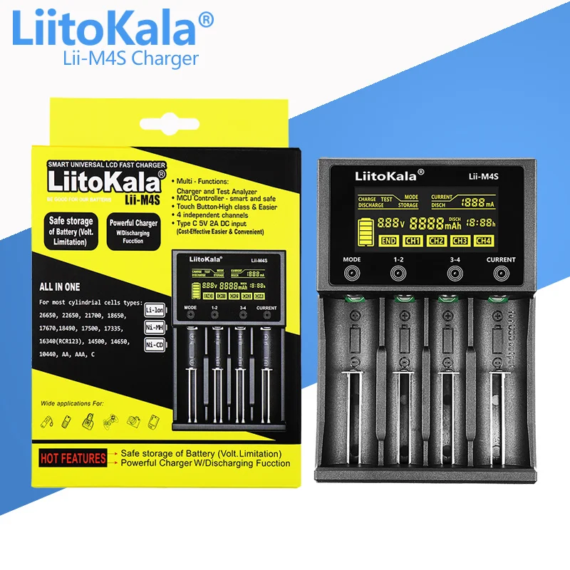 Liitokala-carregador de Bateria de Lítio Lii500 Lii-m4 Lii-m4s Lcd 3.7v 18650 18350 18500 16340 10440 14500 26650 1.2v aa Aaa Nimh - Image 4