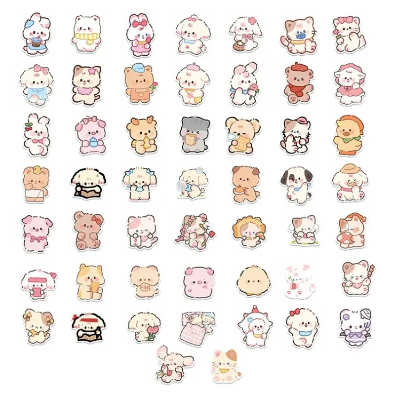 100PCS 귀여운 장난기 가득한 곰 동물 스티커 스크랩북 스틱 라벨 일기 저널 편지지 앨범 스티커 데칼 DIY 어린이 장난감