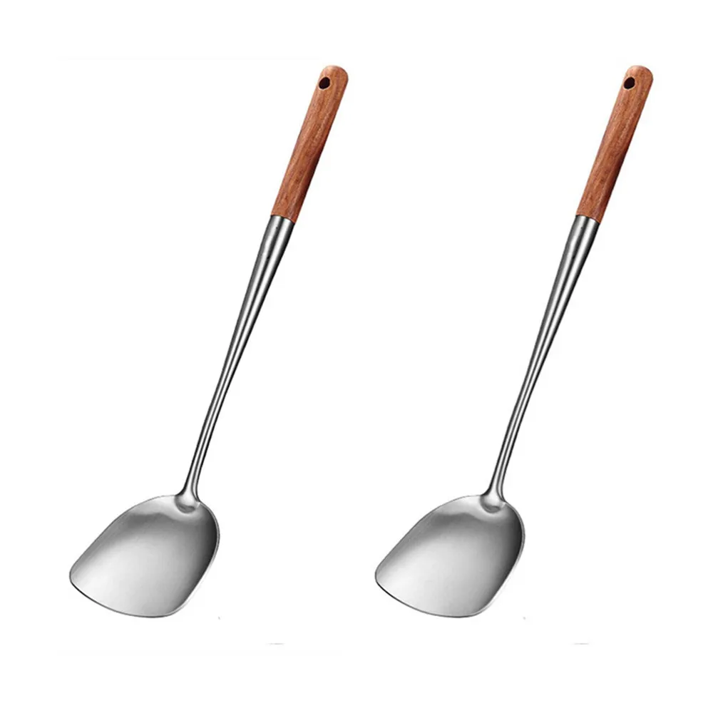 Juego de 4 espátulas y cucharones de silicona para wok, espátula, cucharón,  herramientas de cocina con mango de silicona y acero inoxidable para