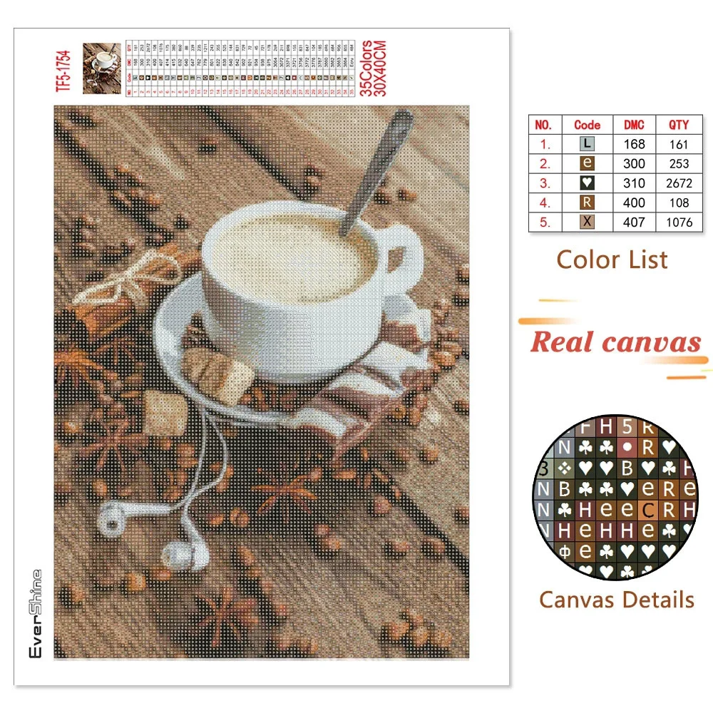 EverShine Diamond Painting Kitchen Diamond Embroidery Coffee Picture Rhinestones Bread Cross Stitch Scenery Home Decoration diamond painting,diamond painting accessories,diamond painting accessory box