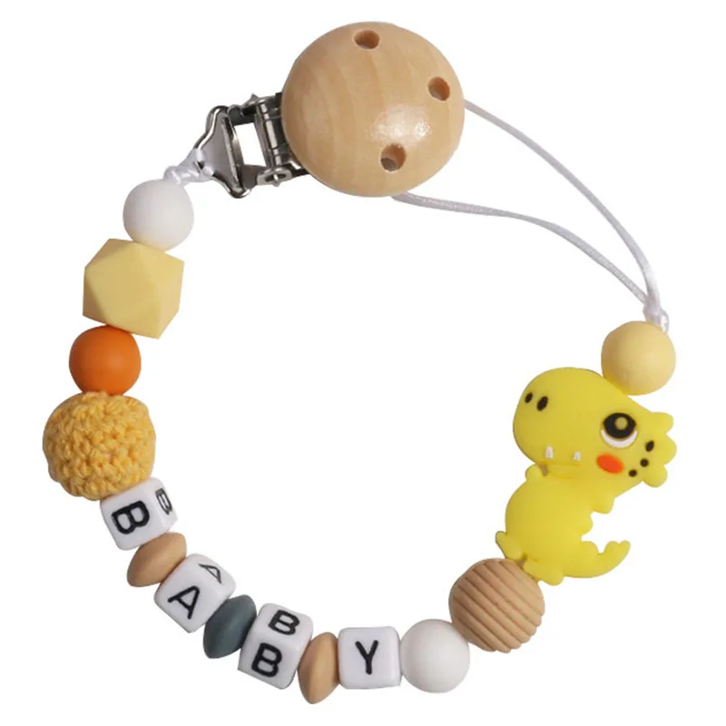 Personalized Name Handmade Silicone Baby Pacifier Clip Chain Safe Teething Chain Teether Holder Gift