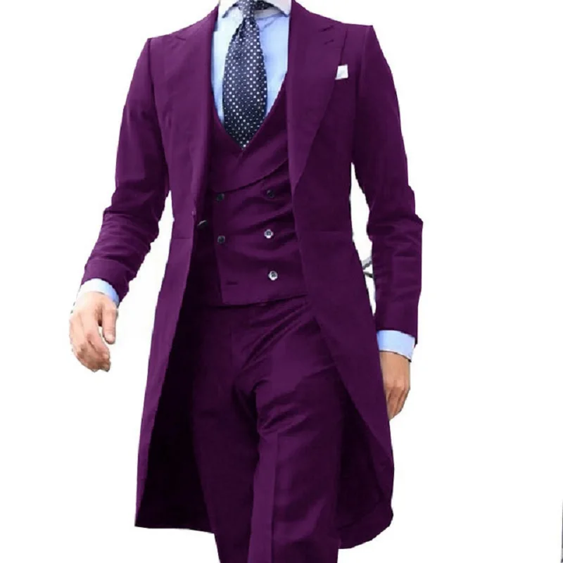 Red Men Suits Business Casual 3 piece Set Groom Best Man Wedding Banquet Dress Terno Masculinos Completo Costume Homme