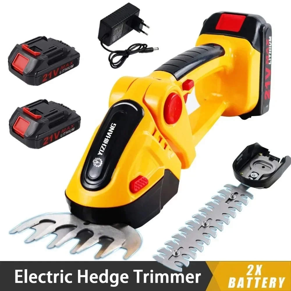 21V 2 in 1 Electric Battery Pruner Electric Hedge Trimmer 20000rpm Household Wireless Lawn Mower Pruner Garden Bush Scissors 5