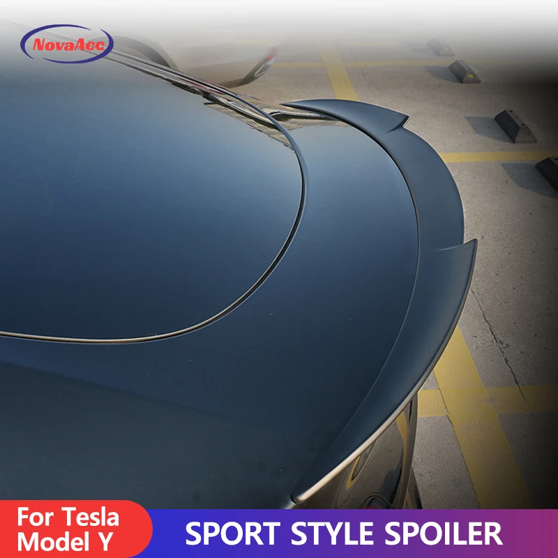 Car Rear Wing Spoiler For Tesla Model Y Tail Spoile Carbon Fiber Pattern Trunk Lid Spoiler Wing Punch-Free Installation car rear wing spoiler,car roof spoiler