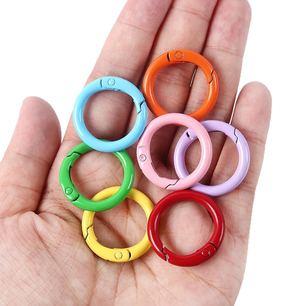 5-10Pcs 25/35/41mm 금속 O 링 스프링 걸쇠 개방형 라운드 카라비너 ??키 체인 클립 후크 커넥터 DIY 공예 버클 액세서리