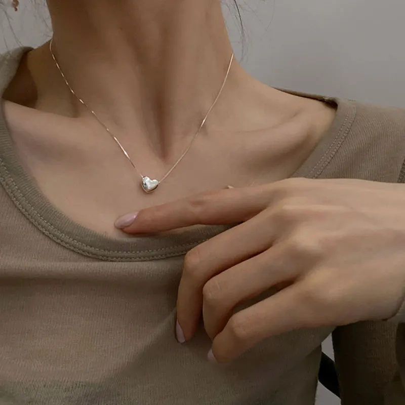 Designer Necklace For Women Luxury Sterling Silver 925 heart Couple Pendant Valentines Day Fine Jewelry And Accessory
