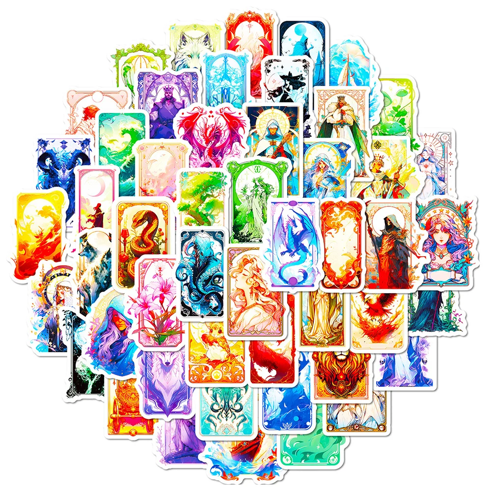 10/30/50pcs Creatives Tarot Cards Graffiti Stickers Decal DIY Aesthetics Sticker Luggage Motorcycle Waterproof Sticker for Kids golden borderless upgraded tarot suit table game 12 7cm paper guide divination prediction waterproof high end astrology