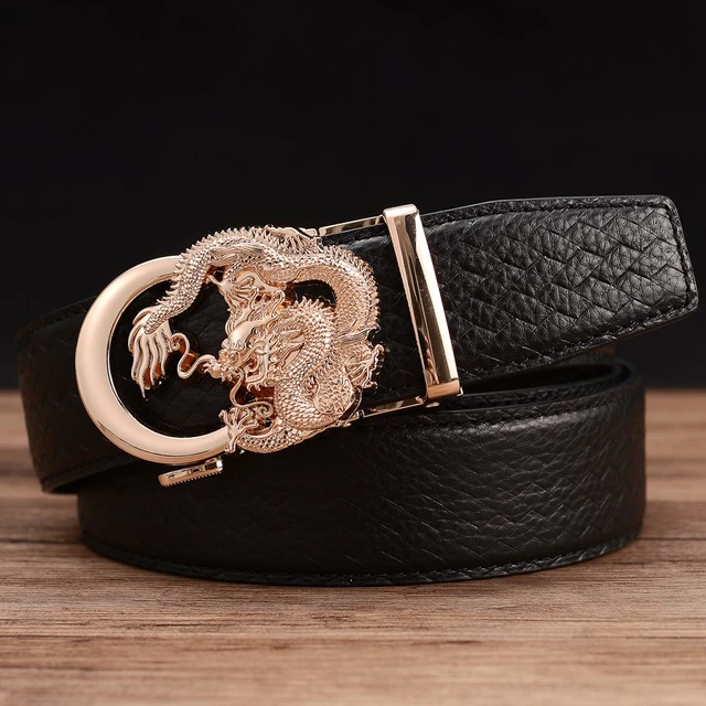 Men's Belts Leather Designer Gold Automatic Buckle Ratchet Belt for Men :  : Clothing, Shoes & Accessories