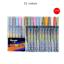 Vibrant Metallic Marker Pens Set for DIY Art and Craft Projects (12 colors - 2.0mm)