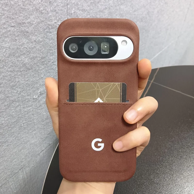 Leather Sheepskin Card Holder Phone Case - Luxury Business Style Protective Back Cover