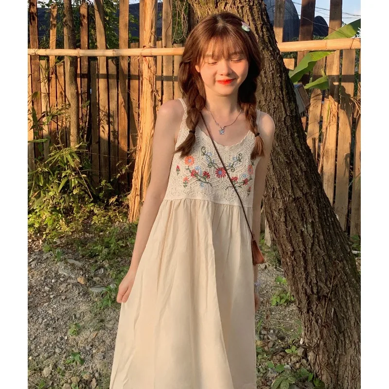 

Knitted Hollow-out Suspender Dress Seaside Holiday Beach Dress Women's Summer Design Sense Niche Slimming Dress