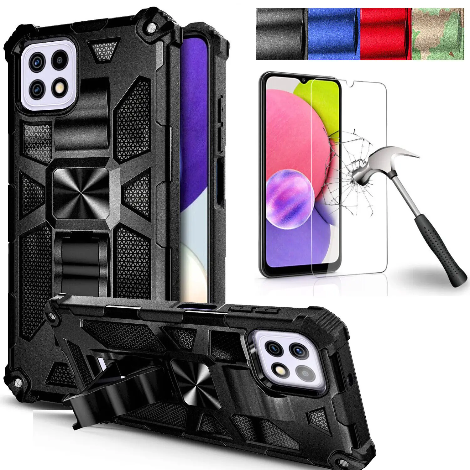 

Magnetic Holder Ring Shockproof Armor Cover For Celero 5G+Plus Shockproof Rugged Stand Phone Case Cover+Tempered Glass