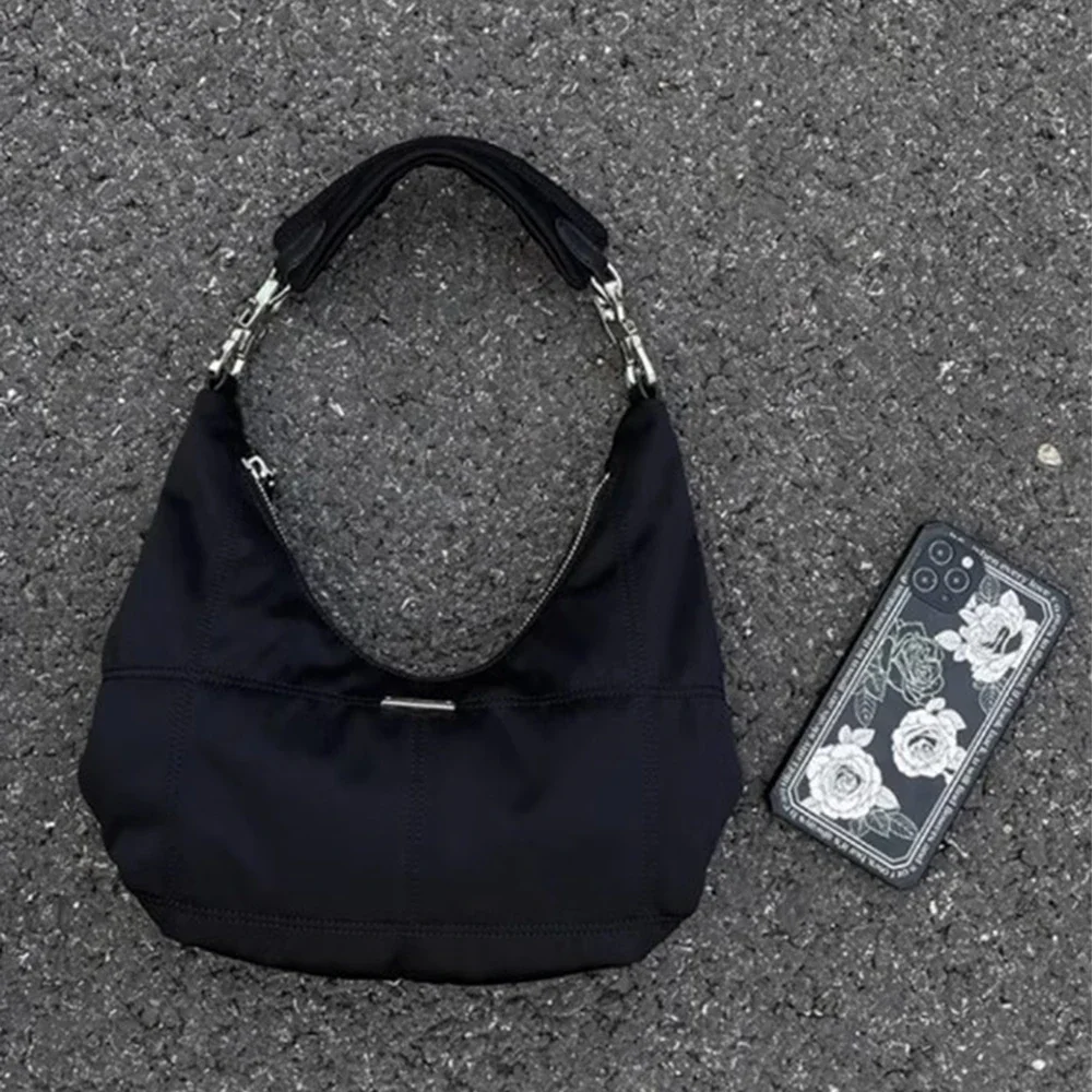 

Простая легкая сумка для подмышек, маленькая сумка на плечо, Женский мягкий черный кошелек, модная яркая женская сумка