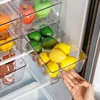 4 Pack Stackable Storage Drawers,Clear Acrylic Drawer Organizers with Handles, Easily Assemble for Fridge 6