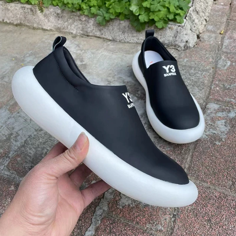 Zapatos de cuero informales a la moda para hombres y mujeres, conjunto de pedal para pies, Y3, BAAPECK, Europa y Estados | -