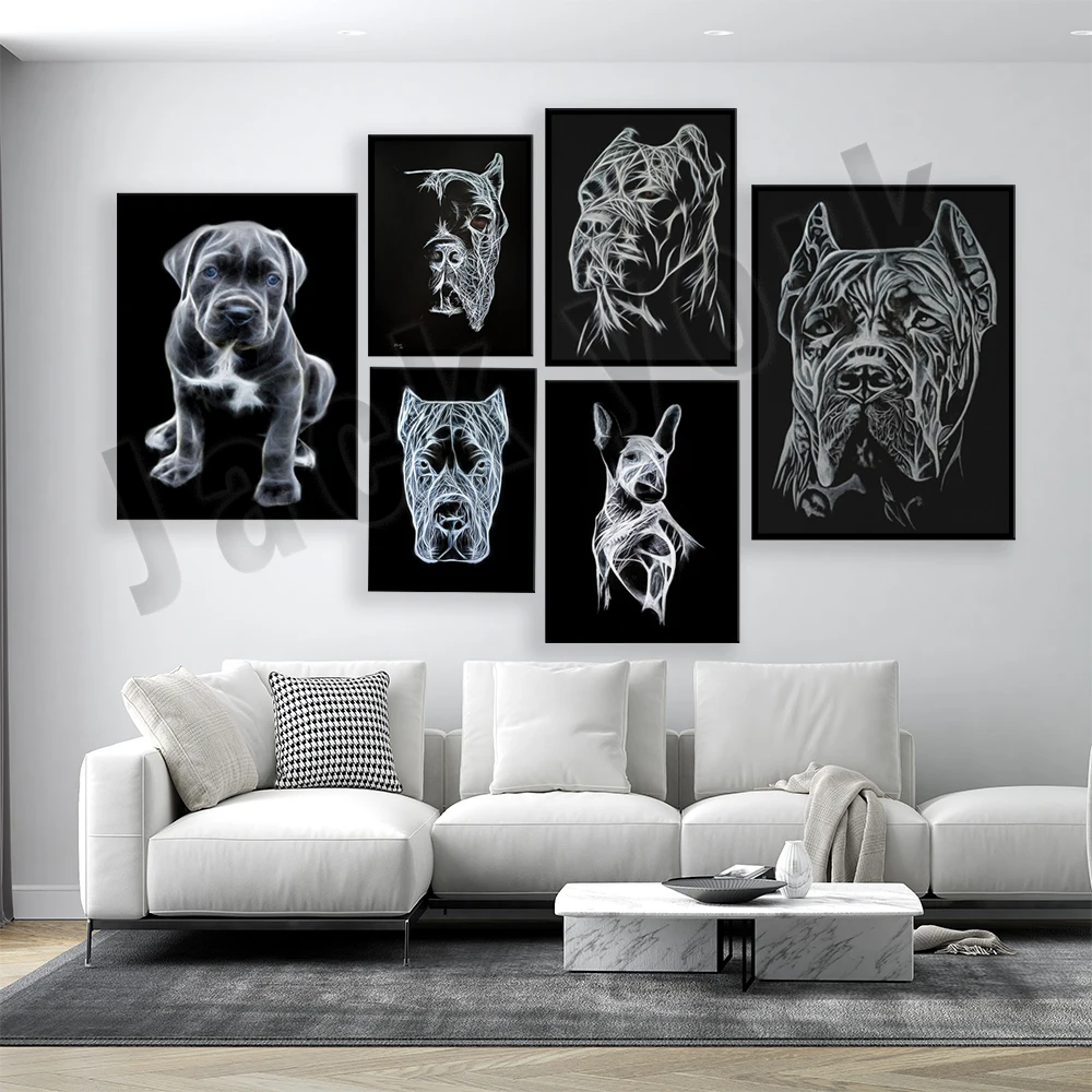 

Bullterrier, Cane Corso Acrylic Painting Print Modern Spiritual Art Animals, Illustrations, Gifts for Dog Lovers, Pet Portraits