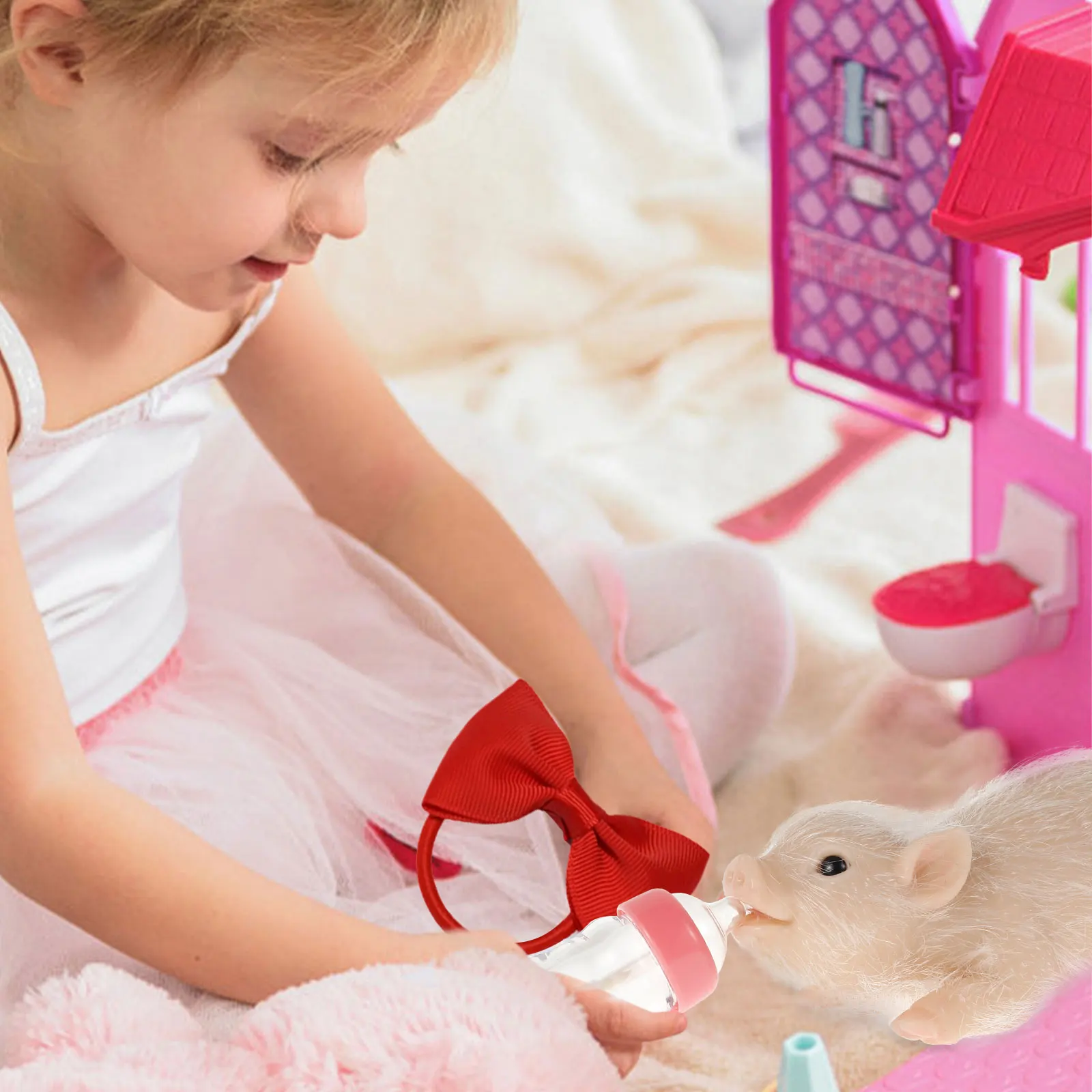 6Inch Lifelike Silicone Pig Doll Mini Reborn Piglet Stretchy Realistic Soft Cute Piggy Full Silicone Body Piggy Toys with Access 6