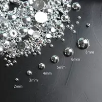 100pcs Punk Silver Pearl Beads Nail Art Charms 3D Half Round Flatback Nail Rhinestones Manicure Tips Crafts Nail Art Decoration 1