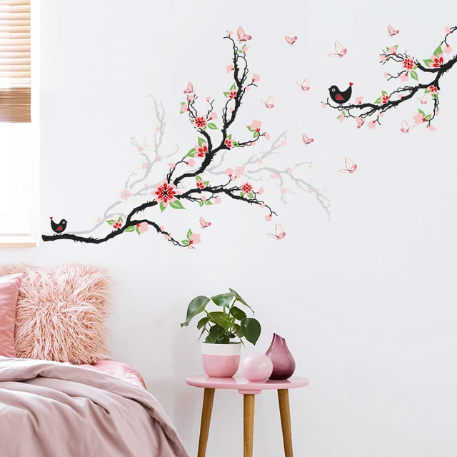 Stickers muraux fleur de prunier  Papier peint de chambre de style chinois-Autocollant  fleur de prunier de style chinois-Aliexpress