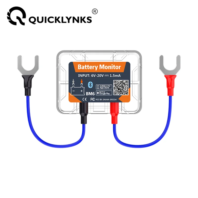 QUICKLYNKS BM6 Wireless Bluetooth 4.0 12V Battery Monitor Motorcycle Truck Car Battery Charging Cranking Tester Health Monitor