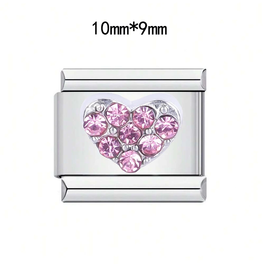 1PC DIY Edelstahl Italienische Charm Links Fit Für 9mm Armbänder Frauen Männer Schmuck Machen Zubehör Herz Liebe CZ strass – Detail 14