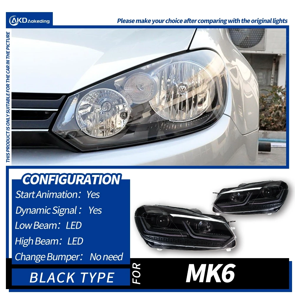 ヘッドライト Vw ゴルフ 6 MK6 2009-2013 車 автомобильные товары LED