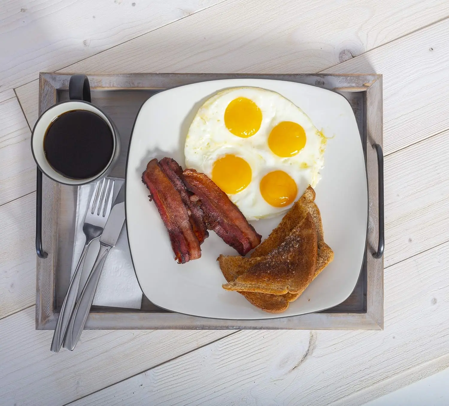 Rustic Vintage Food Serving Trays| Nesting Wooden Board with Metal Handles | Stylish Farmhouse Decor Serving Platters | 3