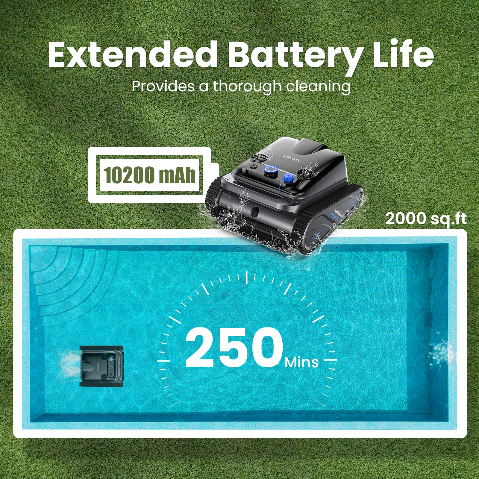 TASVAC Automatic Cordless Robotic Pool Cleaner 4