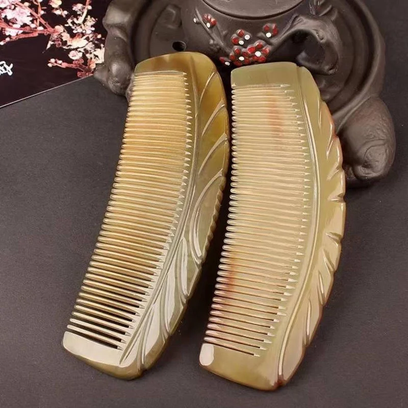 Handmade Horn Comb Natural Long Hair Thickening Household Massage Head Anti Static Loss Combs Hair Styling Detangling 2